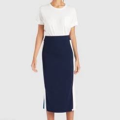 Auslauf 🎉 Khujo ROCK PRATA - Bleistiftrock - Blue/white, Damen 😉