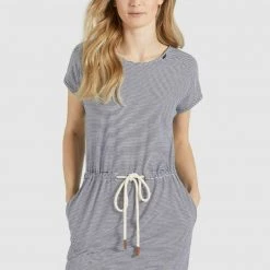 Besorgen ⭐ Khujo ANNEMARIE - Jerseykleid - Weiß-blau Gestreift, Damen 🛒