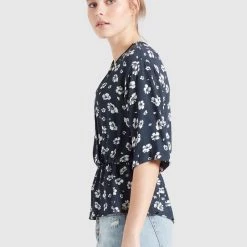 Billig ⌛ Khujo RINALDA - Bluse - Blau Weiß Geblümt, Damen 💯 -khujo Verkaufsladen 124134fa56bb48e5a6faf19f3fdd6697