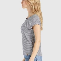 Schlussverkauf 🥰 Khujo BABSI - T-Shirt Print - Weiß Blau Gestreift, Damen 🔥 -khujo Verkaufsladen 167352ba1a164aa5833381009d00bf1c