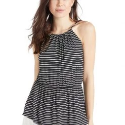 Rabatt 😍 Khujo VALDA - Top - Schwarz-weiß Gestreift, Damen 😀