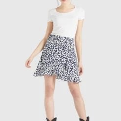 Schlussverkauf 🔔 Khujo UNDINE - A-Linien-Rock - Dunkelblau-weiß Geblümt, Damen 🌟 -khujo Verkaufsladen 21d347c6b0544e418abd3e172b4ecebd