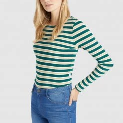 Aktion ⌛ Khujo SICHUAN - Langarmshirt - Grün-beige Gestreift, Damen 💯 -khujo Verkaufsladen 2b4c477ae8f54f86b00a3add58b4be3b