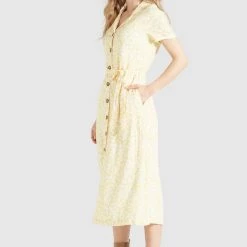 Bestpreis 🔥 Khujo GOYA - Blusenkleid - Gelb-weiß Geblümt, Damen 🥰 -khujo Verkaufsladen 518b2fd2f5594856a8982c106e6e3188