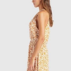 Brandneu 🔔 Khujo KELSA - Freizeitkleid - Ocker Geblümt, Damen 👍 -khujo Verkaufsladen 5743c8cd4b234735ae6aba6e3055558b