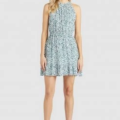 Neu 🥰 Khujo KELSA - Freizeitkleid - Blau Geblümt, Damen 👍