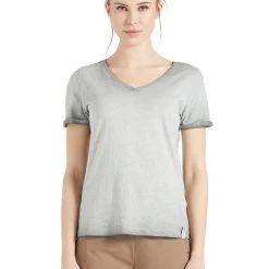 Am billigsten 🌟 Khujo BARU - T-Shirt Basic - Grau, Damen 🔥