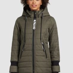 Bestes Angebot 🥰 Khujo SHINE2 STRUCTURED - Wintermantel - Dunkeloliv, Damen 🎉