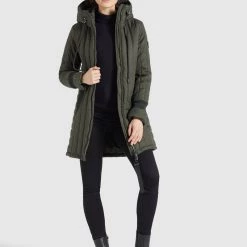 Brandneu ⌛ Khujo JERRY PRIME5 STRUCTURED - Wintermantel - Dunkeloliv, Damen 💯