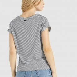 Schlussverkauf 🥰 Khujo BABSI - T-Shirt Print - Weiß Blau Gestreift, Damen 🔥 -khujo Verkaufsladen a8dc251678494a28b337d64b205b998c