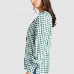 Billig 🎉 Khujo DAMINA - Bluse - Green/white, Damen 🥰 -khujo Verkaufsladen b94854bae6b649909ac7cf376b14b07a