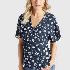 Coupon 🧨 Khujo GIOVANNA - Bluse - Blau-weiß Geblümt, Damen ❤️