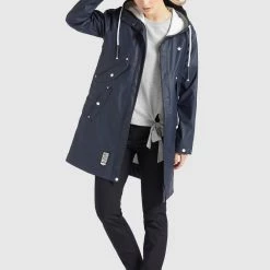 Budget ⌛ Khujo SOLEA2 - Regenjacke / Wasserabweisende Jacke - Dunkelblau, Damen 🌟 -khujo Verkaufsladen bddaa1ce63ac45a88d05a4a8fa476161