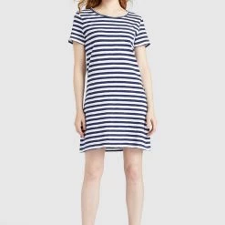 Budget 😀 Khujo VAISHALI - Jerseykleid - Blau Gestreift, Damen 😉 -khujo Verkaufsladen c043791a433544daa44ed6d8429768e4