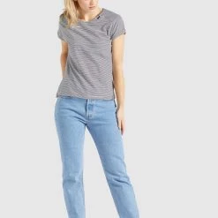 Auslauf 👏 Khujo BABSI - T-Shirt Print - Schwarz Weiß Gestreift, Damen ⌛ -khujo Verkaufsladen c14a546b012744f5b7bc2b1644f04747