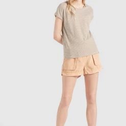 Angebote ✔️ Khujo BABSI - T-Shirt Print - Weiß Ocker Gestreift, Damen ✨ -khujo Verkaufsladen c1777a6db4fb4e94b5f722c6a13b491e