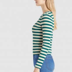 Aktion ⌛ Khujo SICHUAN - Langarmshirt - Grün-beige Gestreift, Damen 💯 -khujo Verkaufsladen c262603868704f00815065a5a9d134f8