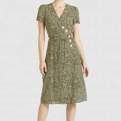 Bestes Angebot 🎁 Khujo PORGY - Freizeitkleid - Schwarz-gelb Geblümt, Damen 🎁