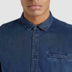 Neu 🔔 Khujo POSTO - Hemd - Denim Blau, Herren ❤️ -khujo Verkaufsladen c9a3779c89a047709a66c9e7f8db960f