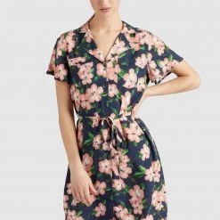 Beste Bewertungen von 🔔 Khujo ELIZAVETA - Blusenkleid - Xb8 Rose Hawaiian Floral Aop, Damen ✨