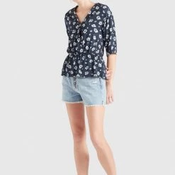 Billig ⌛ Khujo RINALDA - Bluse - Blau Weiß Geblümt, Damen 💯 -khujo Verkaufsladen d9aa5e4bb64e439aaed812c1216aa9a2