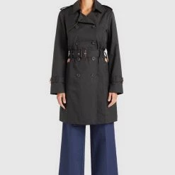Coupon 👏 Khujo AMELE - Trenchcoat - Schwarz, Damen 😍