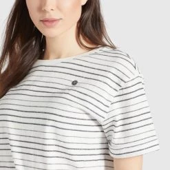 Top 10 💯 Khujo AURELIA - T-Shirt Print - Weiß Schwarz Gestreift, Damen 🔥 -khujo Verkaufsladen f1b378768c494c0391fd3046c5340fd0